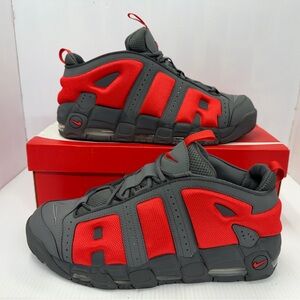 Nike Air More Uptempo Low Dark Grey Light Crimson Men’s Sneakers Size 13